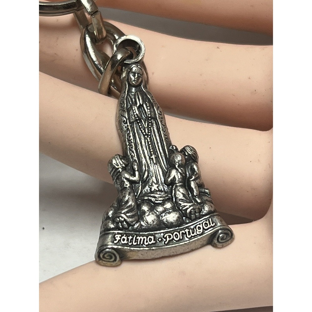 VIRGIN OF The Rosary Fatima & 3 Kids Shepherd  METAL‎ KEYCHAIN KEYRING